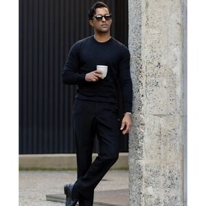 NWT Collars and Co Luxury Touch Cotton Cashmere Crew Neck Sweater XXL Black